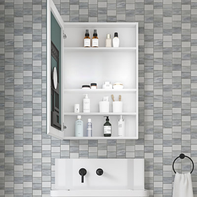 Armoire à pharmacie 24 po x l 36 po à surface sans miroir, avec bords biseautés et porte à ouverture à gauche