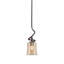 Suspension Sadea Stem Hung Mini présentée en finition nickel brossé avec verre ambré à bulles de 13,3 cm (5,25 po).-1443633686