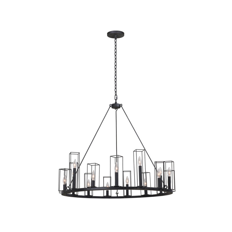 Allston 15 LT Black Iron Chandelier Kalco