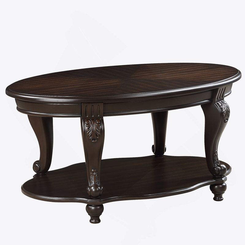 Mairie 42-inch Oval Wood Coffee Table, Espresso, Espresso