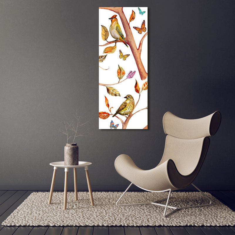 Birds Butterflies Leaves - Wrapped Canvas Print