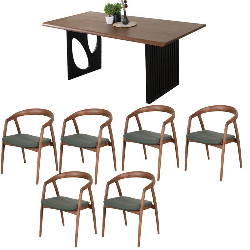 Combinaison de chaise de salle à manger en bois de frêne massif, Brun