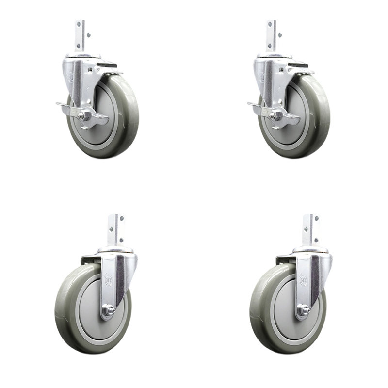 4 Piece Polyurethane Caster Set, Grey
