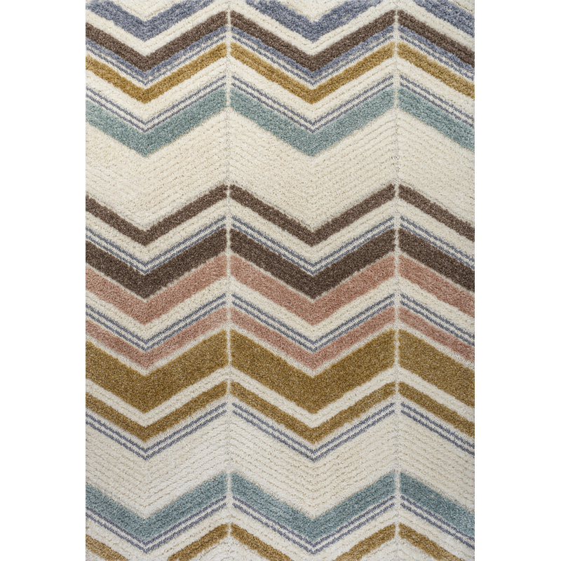 Monterey Chevron High-Low Multi/Cream Rug, Rectangle 3' x 5'