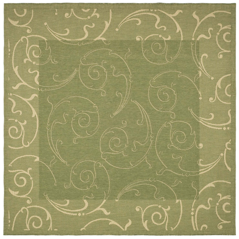 Tapis olive / naturel Davonia, Carré 7 pi 1 po