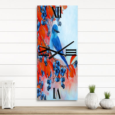 Bouvreuil vif assis sur une branche III - Horloge murale traditionnelle