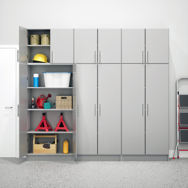 Watse 32” Wide 2-Door Storage Cabinet, Wall Mounted Laundry, Kitchen & Garage Storage Cabinet with Adjustable Shelf, 32”W x 24”H x 16”D, Gray