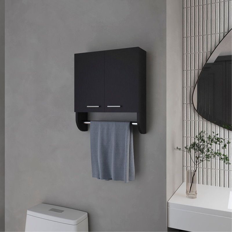 Goodyear Medicine Cabinet In Melamine With A Towel Bar, Black