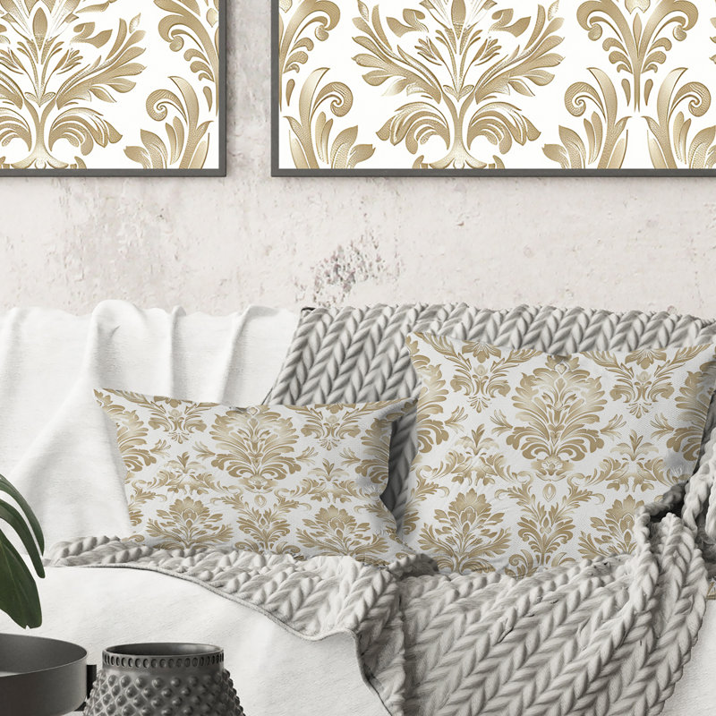 Coussin Beige classique damassé Bliss I - Traditional