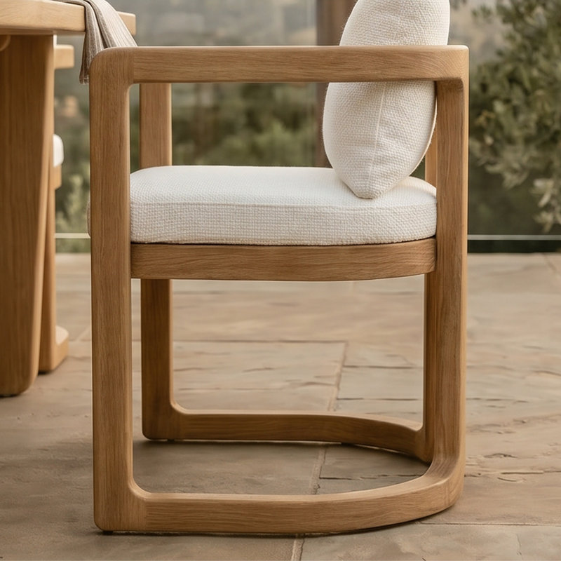 Muse Outdoor Teak Dining Armchair, White