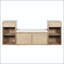 Banc de rangement tout-en-un avec coussin, tiroirs et tablettes ouvertes - brun-129894807