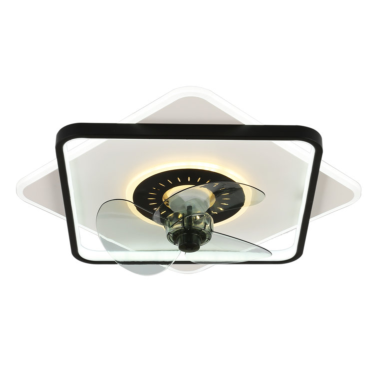 20" Shalon 3 - Blade LED Flush Mount Ceiling Fan with Remote Control and Dimmable Light