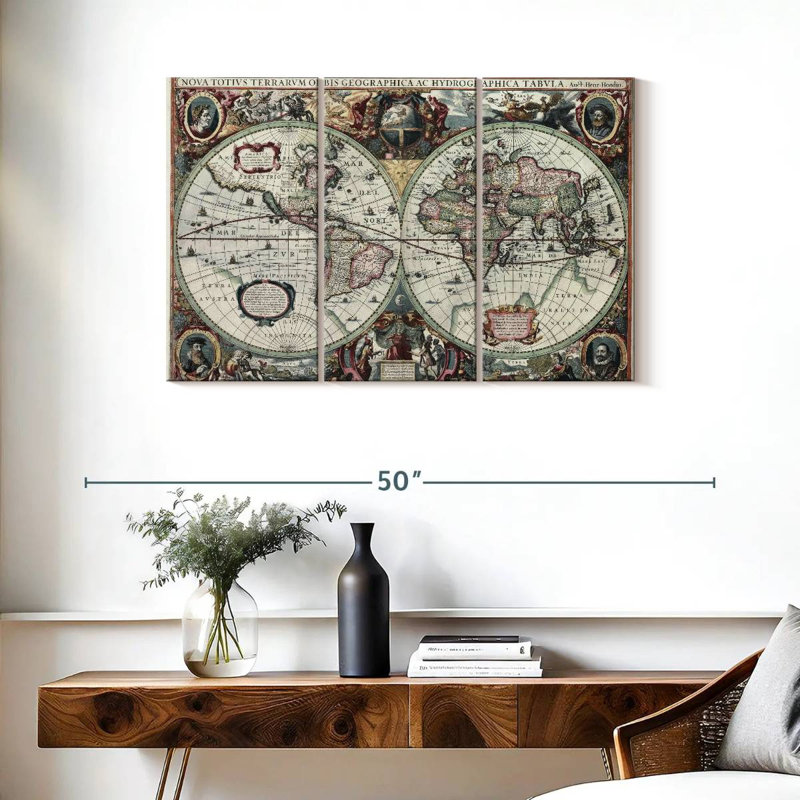 Aliaz Victorian Hemispheres Map, 24" H x 38" W