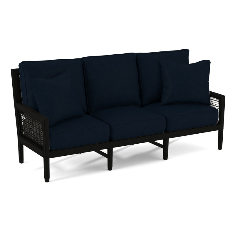 Pine Isle 76" Square Arm Sofa with Reversible Cushions, Navy Textured, 0805-61, Celery