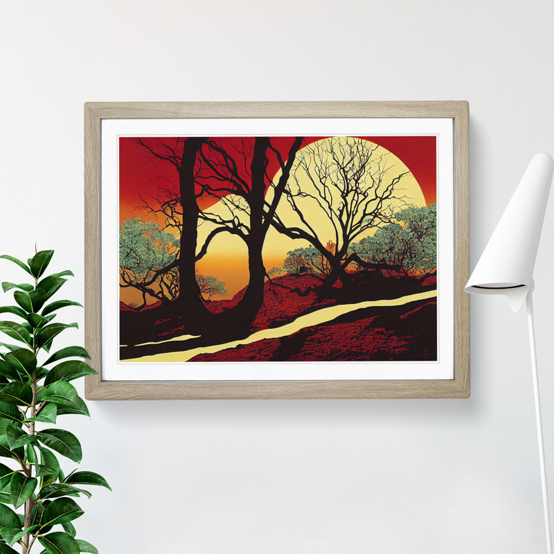 Alluring Tree Forest 1 Piece Single Picture Frame Wall Art, 25cm H x 34cm W x 2cm D, Oak