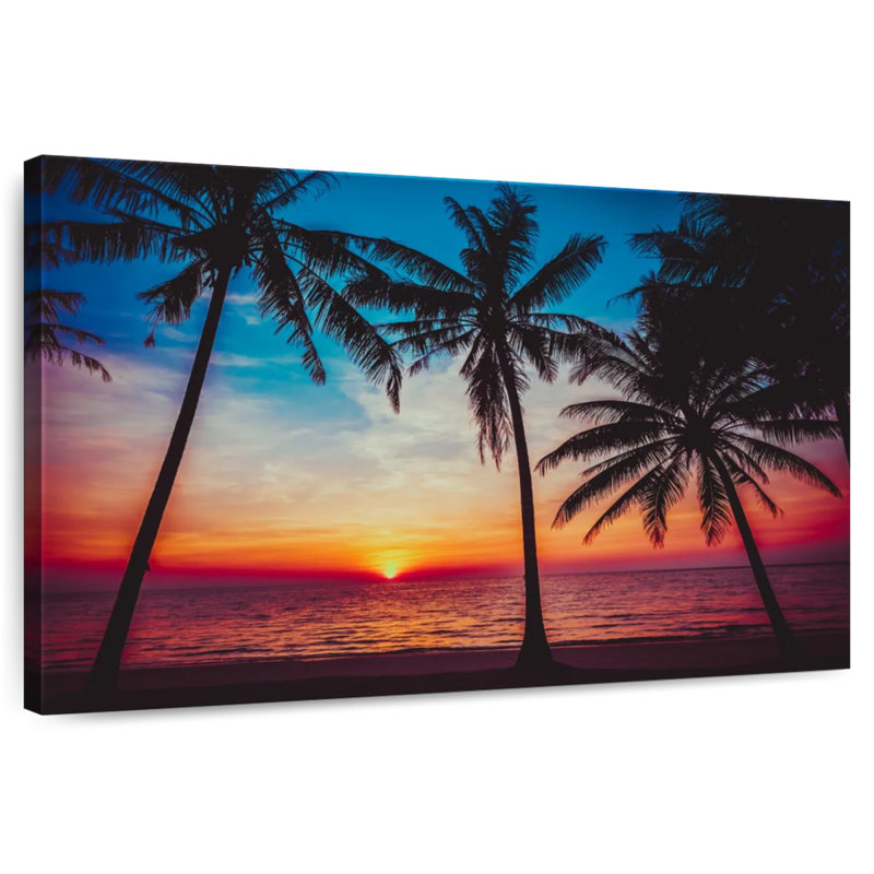 Gillard, plage tropicale au coucher du soleil, H 8 po x l 12 po