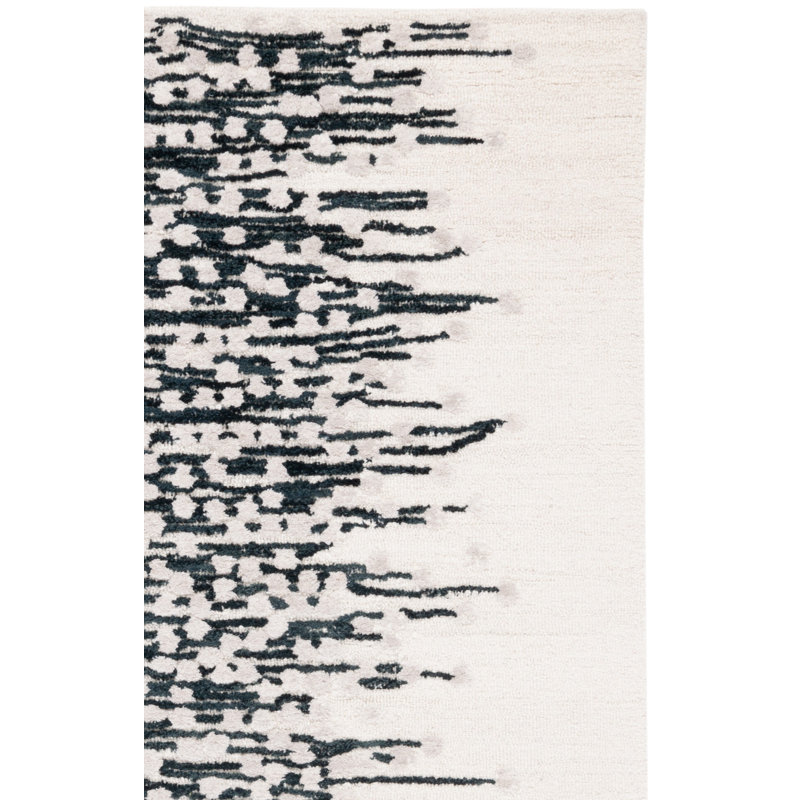 Metro Hand Tufted Wool/Cotton Abstract Rug in Ivory/Black, Rectangle 8' x 10'
