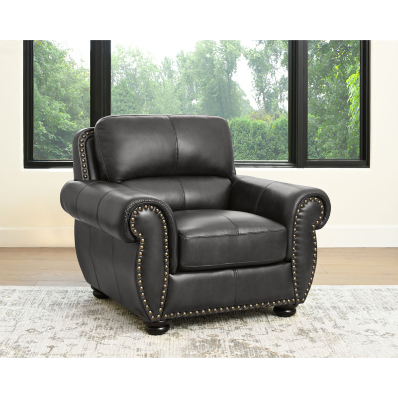 Fauteuil club en cuir fleur Arjana