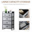 Commode de rangement grise 5 chambres - Commode en tissu, structure en acier, tiroirs pliables et unité de rangement stable avec plateau en bois pour le couloir