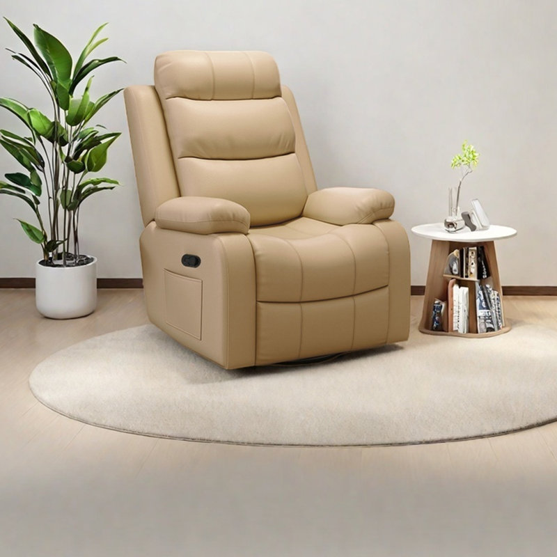 Ergonomically designed comfortable recliner, Khaki Faux Leather