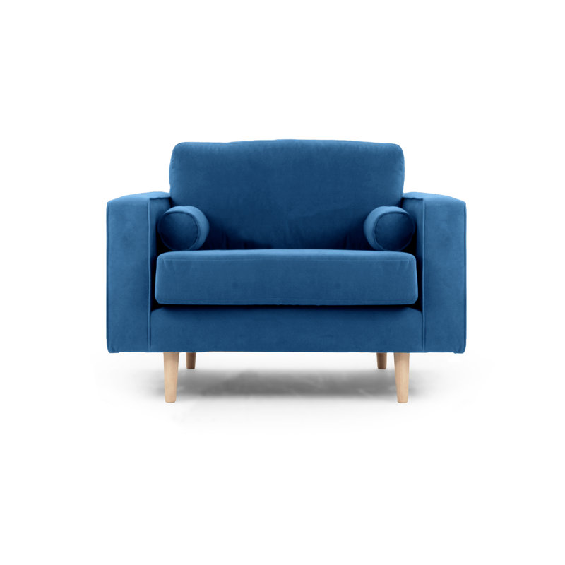 Boubacar 105cm Velvet Recessed Arm Sofa, Electric Blue