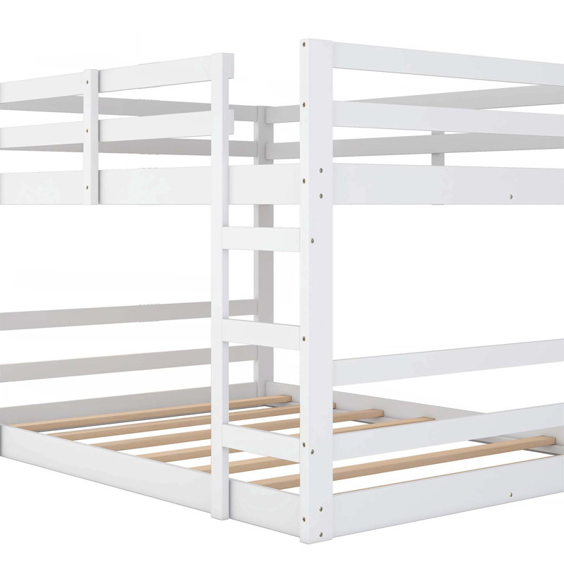 Full Over Full Bunk Bed With Ladder, White
