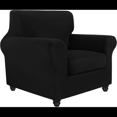 Housse de canapé extensible, housse de fauteuil 2 pièces avec housse de coussin de chaise séparée, protecteur de meuble lavable pour le salon (fauteuil)