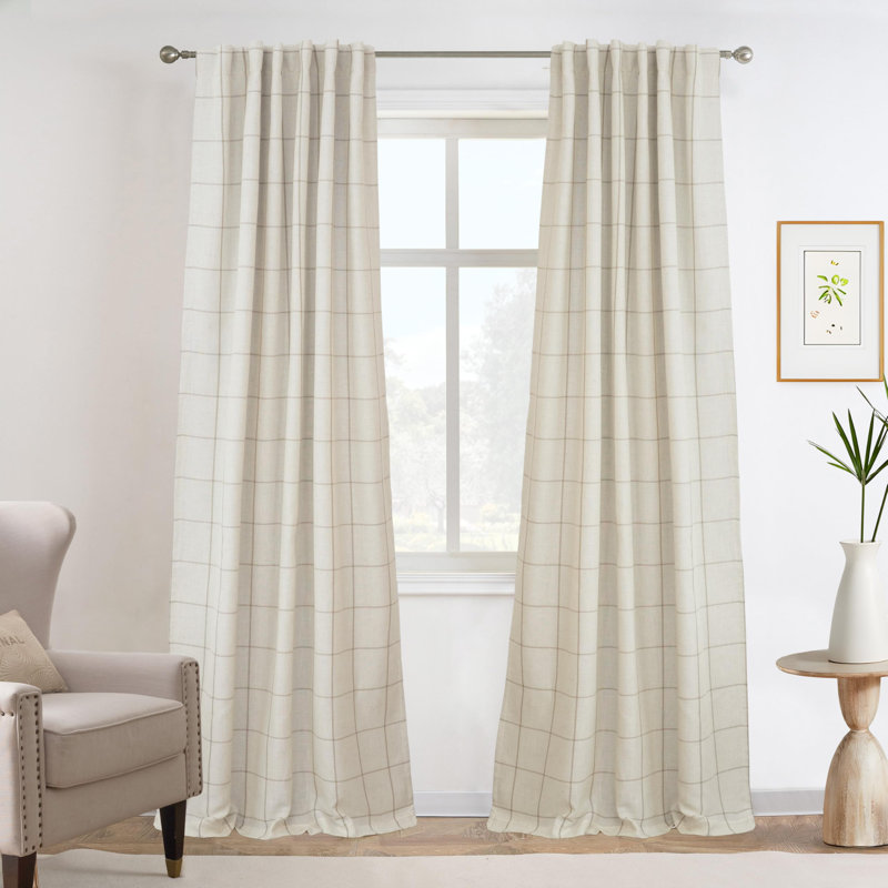 Windowpane WP Linen Blend Blackout Curtain Pair, Taupe, 132cm Width x 244cm Drop