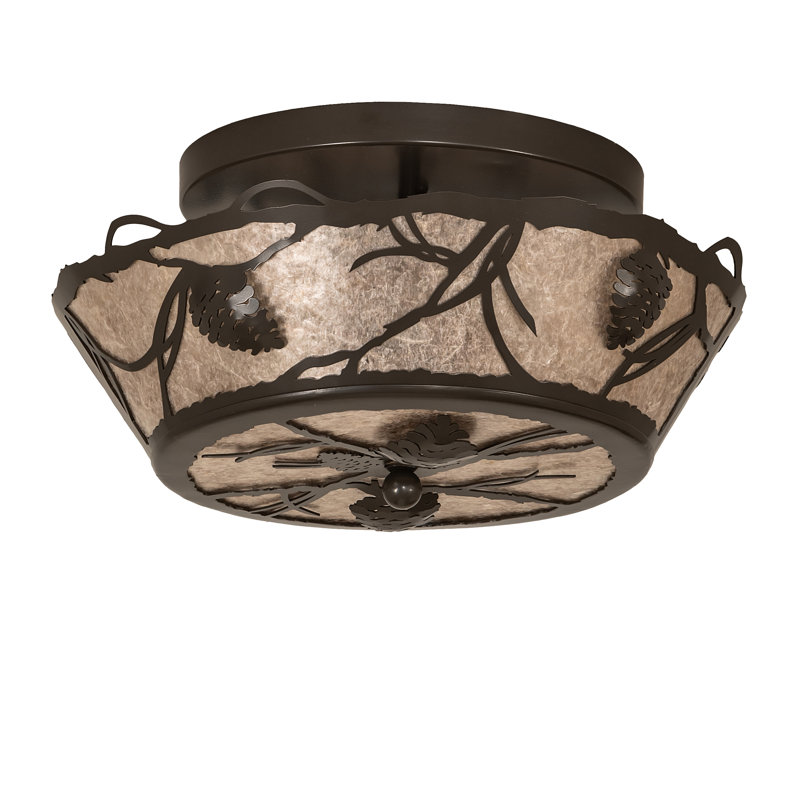16" Wide Whispering Pines Flushmount, 4.5" H x 16" W x 16" D, 3, Bronze