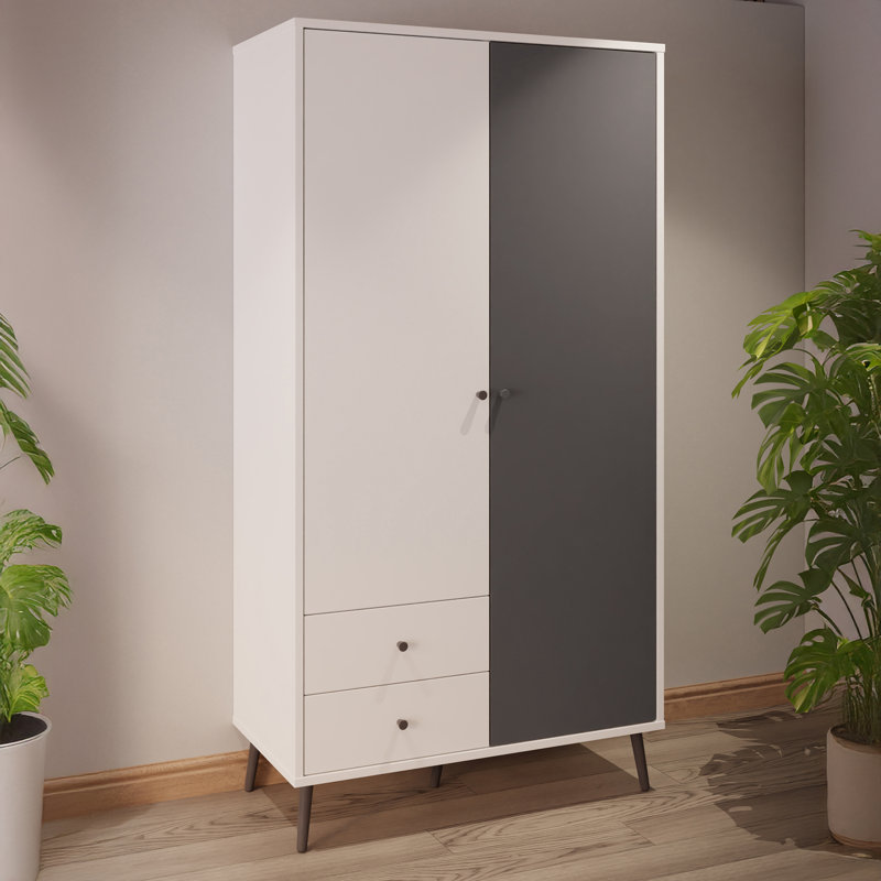 HARLLSON 2 Door Manufactured Wood Wardrobe, White/Black