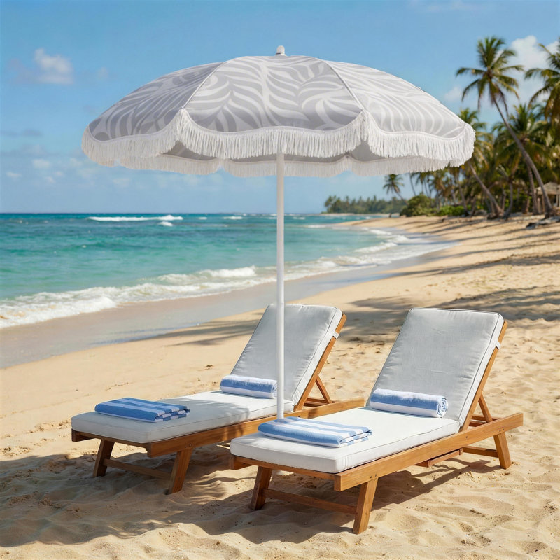 178cm Beach Parasol, Grey Floral