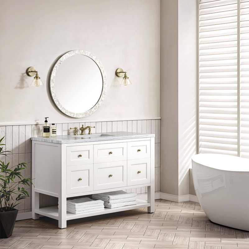 Breckenridge 48'' W Single Vanity, Carrara White, 8" Widespread, Bright White