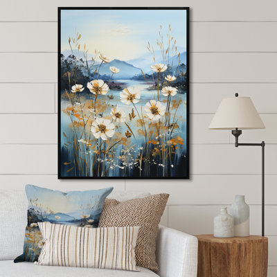 "Blue Dandelion Flowers On Lake", reproduction d'art sur toile