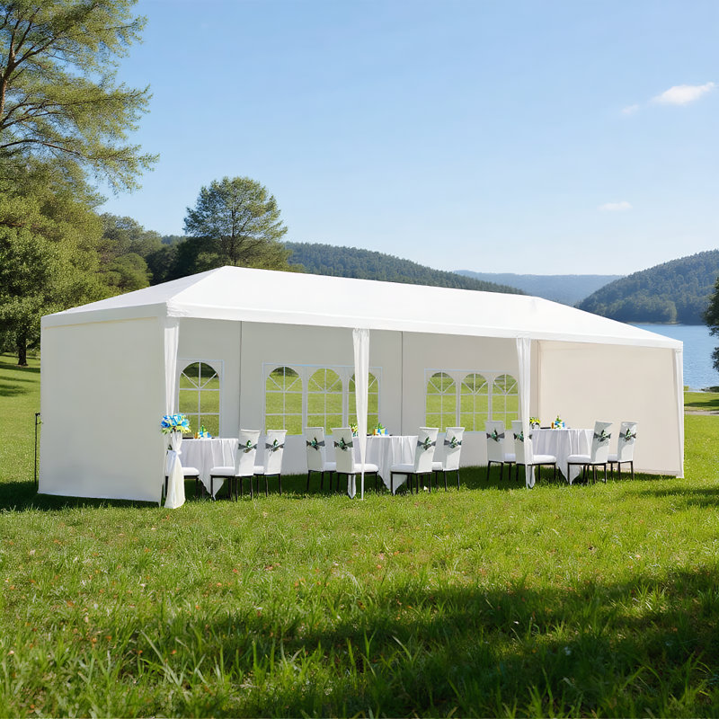 10X30 Ft Party Tent With 5 Sidewalls For Outdoor Weddings & Events（5Wall）, White, 30 ft x 10 ft+5Wall