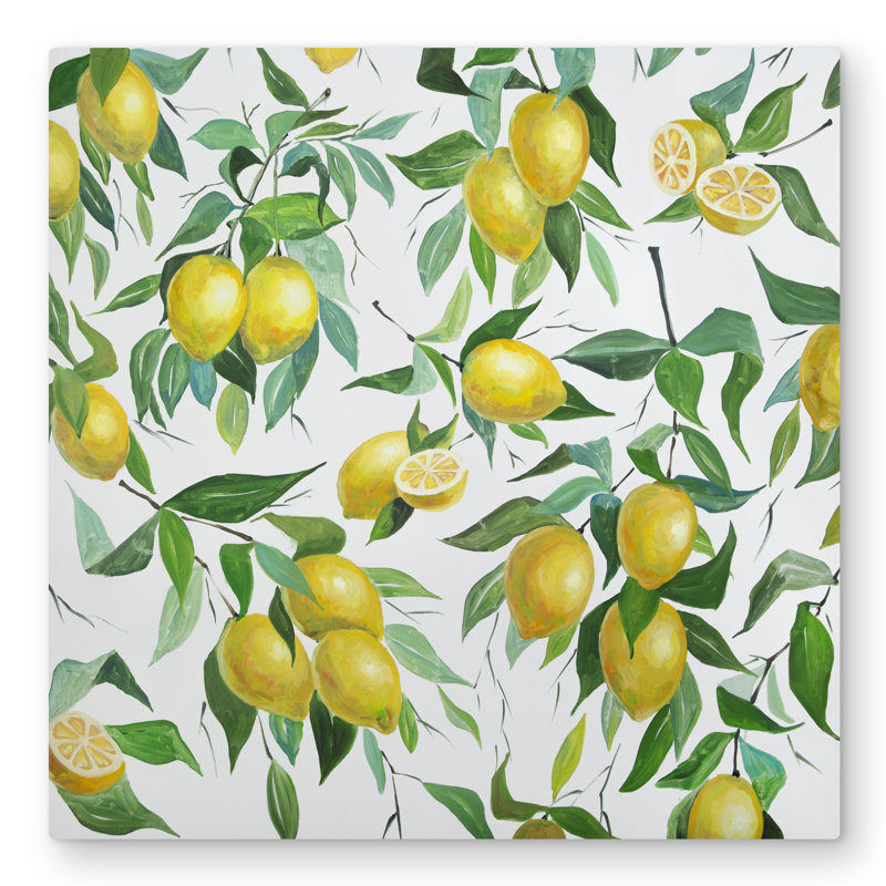 Lemon Pattern Kitchen Illustrative Metal Print | Home Decor