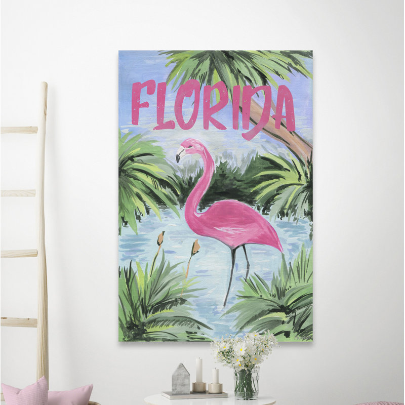 Wild Flamingo - reproduction d'art sur toile tendue, H 24 po x l 16 po x P 1,5 po