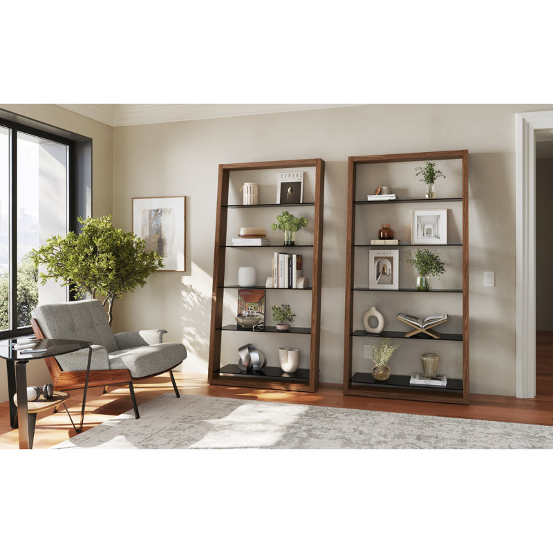 Eileen Blanc 74" H x 34.25 W Ladder Bookcase, Walnut