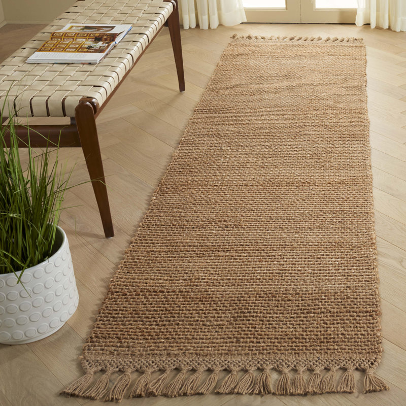 Natural Fiber Hand Woven Jute Pile Solid Color Rug, Runner 2'3" x 8'