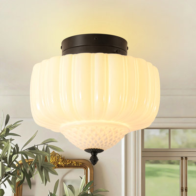 Glint 1 - Light Schoolhouse Milk Glass Flush Mount Ceiling Light for Hallway