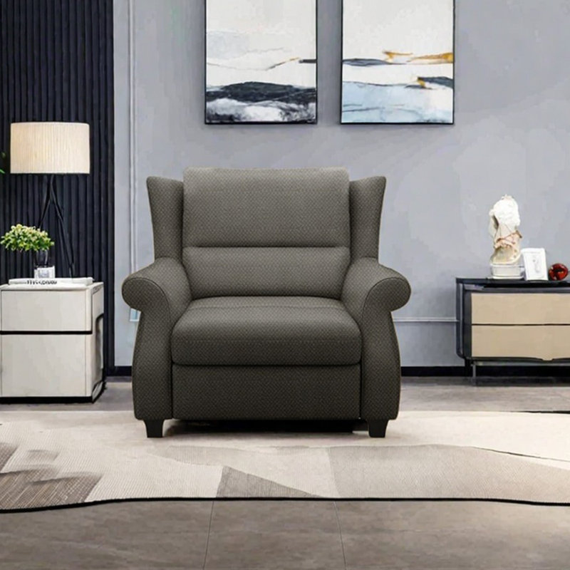 Ergonomically designed cotton and linen recliner, Dark Gray