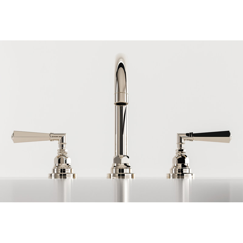 Polished Nickel Widespread Bathroom Faucet with Lever Handles