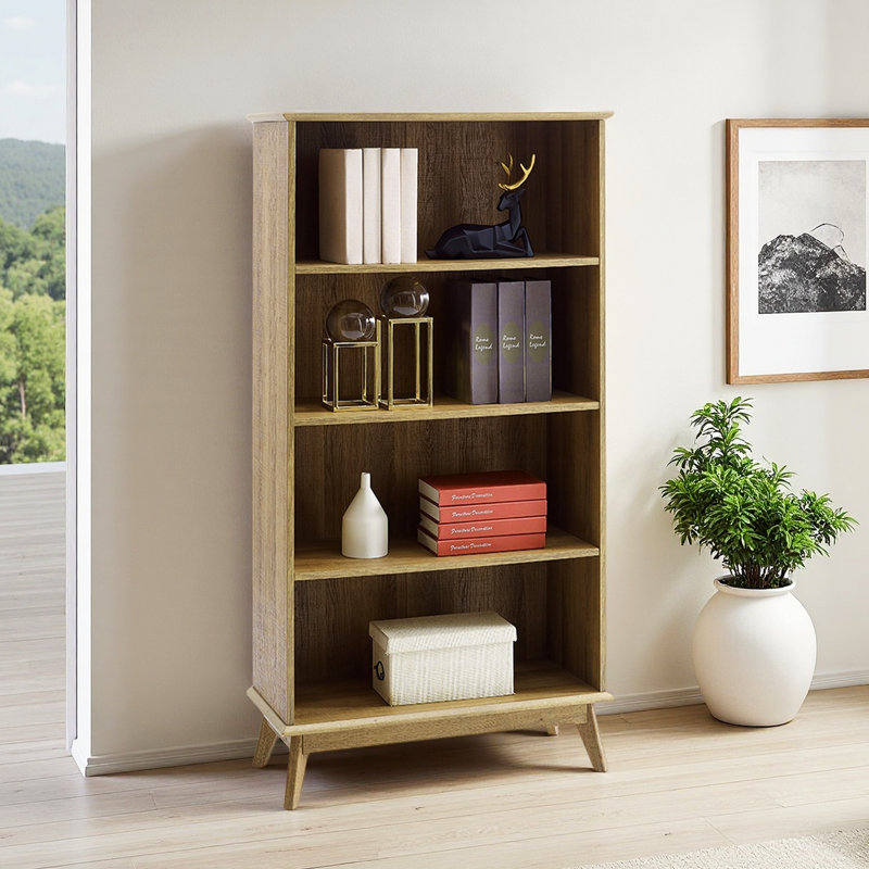 Cabral 58" Bookcase - 5-Tier Storage Shelf, 30" Wide Cabinet, Natural