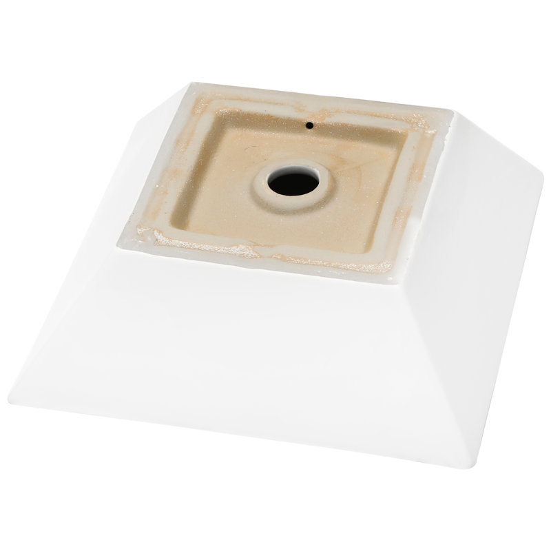 Lavabo vasque de salle de bain en céramique 16X16 pouces - élégant et fonctionnel, nécessitant peu d'entretien, carré blanc facile à installer, pour différentes salles de bain