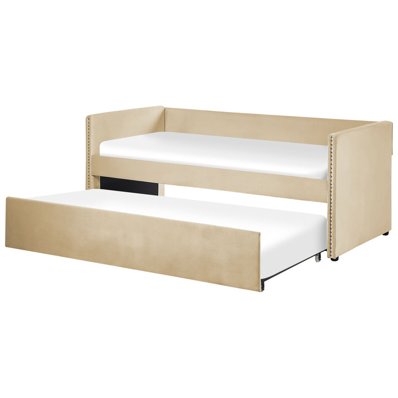 Baskin Upholstered Daybed with Trundle, Beige