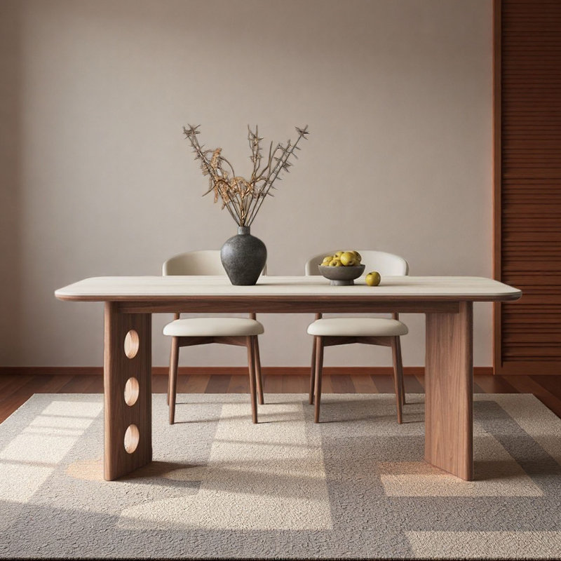 Mid-Century Modern Solid Wood Dining Table
