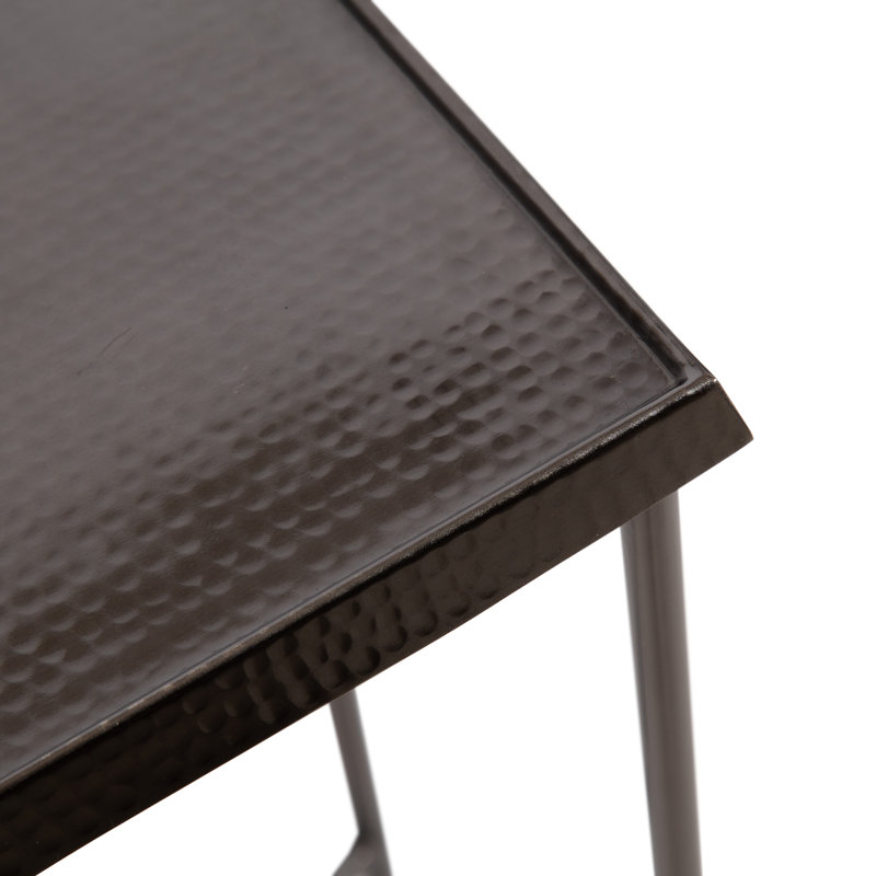 Table d'appoint étroite avec plateau en métal martelé Mazure, Gris