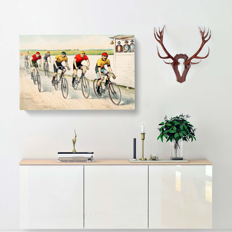Bicycle Race by John Cameron - Wrapped Canvas Painting, 35cm H x 50cm W x 3cm D