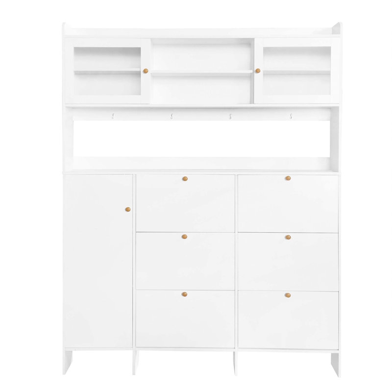 Hall Tree 62.1'' Wide with Shoe Storage, White