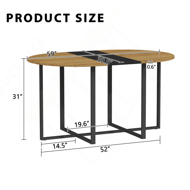Table de salle à manger moderne, Brown/Black, Wood