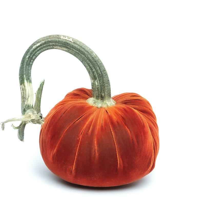 Apricot Silk Velvet Pumpkin, 10'' H X 8'' W X 8'' D